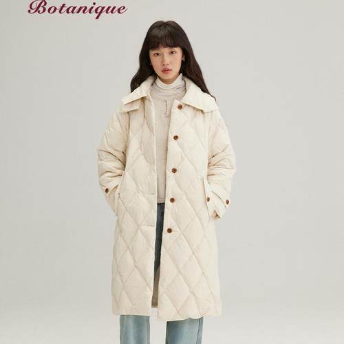 Botanique植物学“奶油面包”90%白鸭绒可脱卸帽长款羽绒服女新款