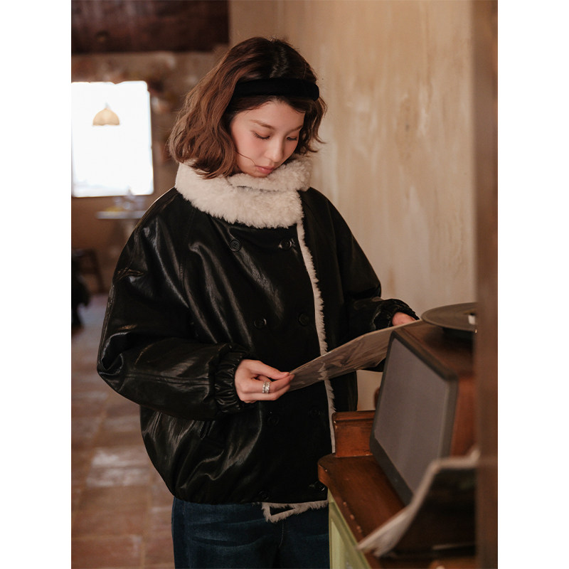 【现货】Botanique植物学“甜酷派对”拼接羊毛新雪丽棉皮衣,女装/女士精品,棉衣/棉服,淘宝优惠券,粉丝福利购,淘宝优惠卷