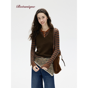 Botanique植物学 “叠穿范本”羊驼羊毛v领毛织马甲