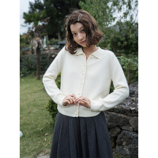 【现货】Botanique植物学 浣熊绒羊毛手钩花包扣毛织开衫