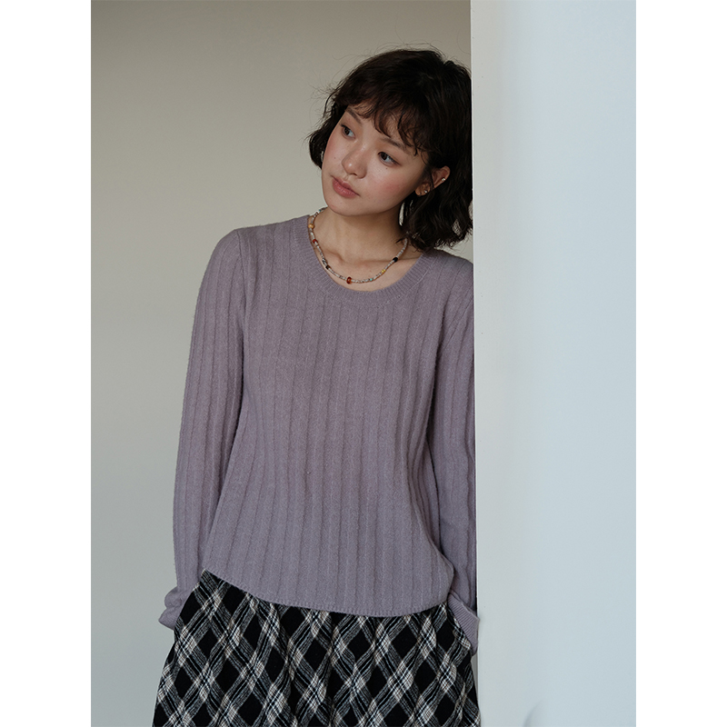 「10.20上新」Botanique植物学软绵绵牦牛绒羊毛坑条工艺圆领毛衣