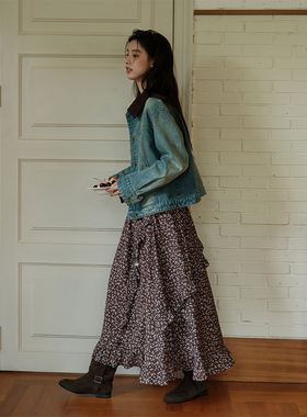 Botanique植物学“复古小碎花”浪漫木耳边设计两面穿半裙