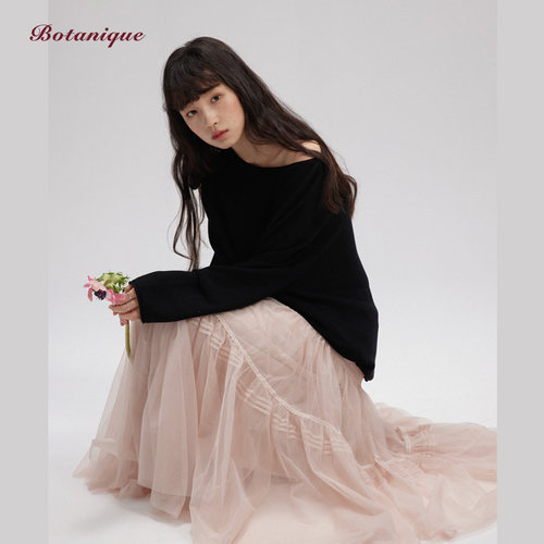 Botanique植物学“浪漫氛围”橡筋腰蕾丝网纱重工半身裙