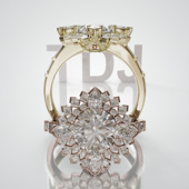 18K金圆形主石群镶雪花戒轻奢小众设计感婚戒可定制百搭通勤食指