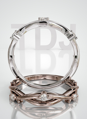 18K金扭臂交叉造型光面戒轻奢小众设计感婚戒可定制百搭食指戒