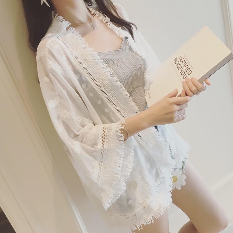 灯笼袖防晒衣女中长款春季个性碎花女人味春夏气质休闲网纱花色春