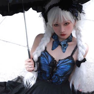 DreamRococo原创设计假领蝶梦Aurora优雅哥特洛丽塔lolita蝴蝶领