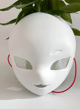抖音带网眼纱哑白萌娃脸白胚面具