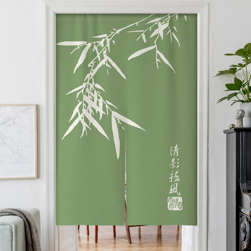 中式竹子门帘中国风布艺挂帘玄关客厅装饰布帘卫生间半帘短帘 - 封面