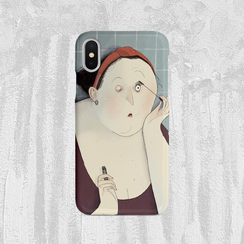 可爱胖女孩原创另类搞怪适用于iphone华为mate50手机壳轻薄镜头全包精