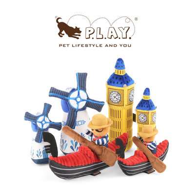 环游系列2 PLAY美国新款毛绒发声互动狗玩具大本钟风车 Petisan