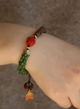 高端定制天然碧玉精雕手链