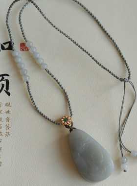 一物一图天然和田玉精雕连年有余马到成功吊坠双面精雕翡翠珍珠