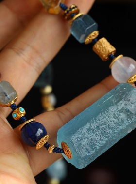 原石桶珠项链尺寸约41times18mm