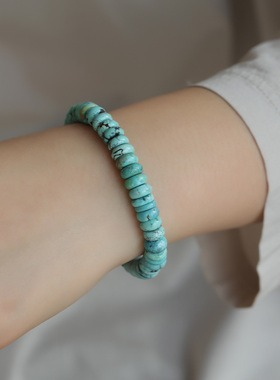 一物一图天然原矿松石盘珠手链正宗的湖北松超高的性价比瓷度超高