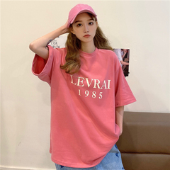2021 letter print loose personality short sleeve T-shirt top half sleeve