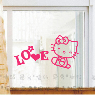 kitty hello LOVE公主儿童房间可爱卡通温馨床头墙贴纸女孩卧室