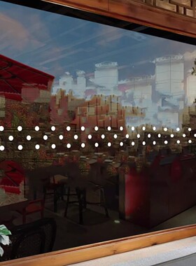 创意简约圆点腰线瑞幸咖啡店铺公司玻璃门窗厨房阳台移门防撞贴纸