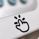 家装 饰柜门触碰轻按开启冲水按下提示创意小手手指贴纸门铃提示贴