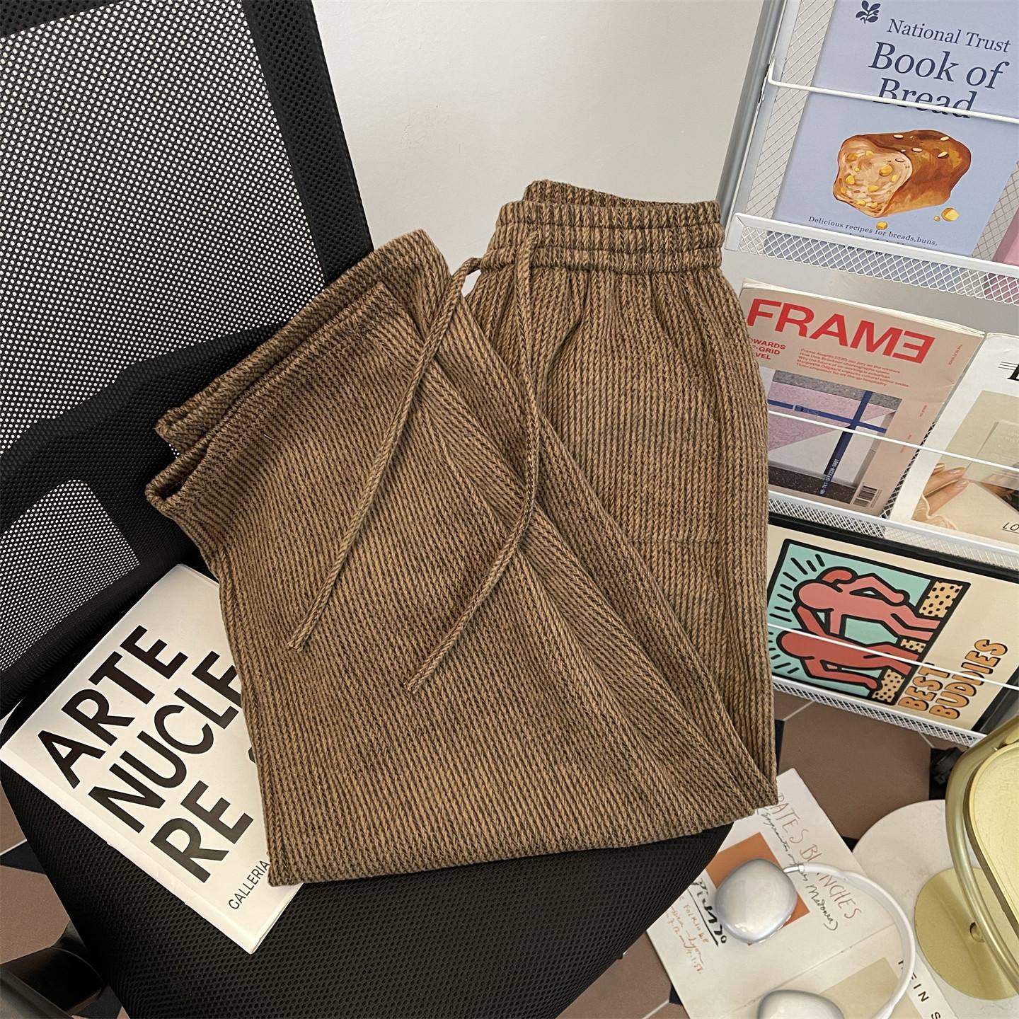 秋冬季重磅加厚灯芯绒弯刀裤子男vintage复古宽松慵懒阔腿休闲裤,男装,休闲裤,淘宝优惠券,粉丝福利购,淘宝优惠卷