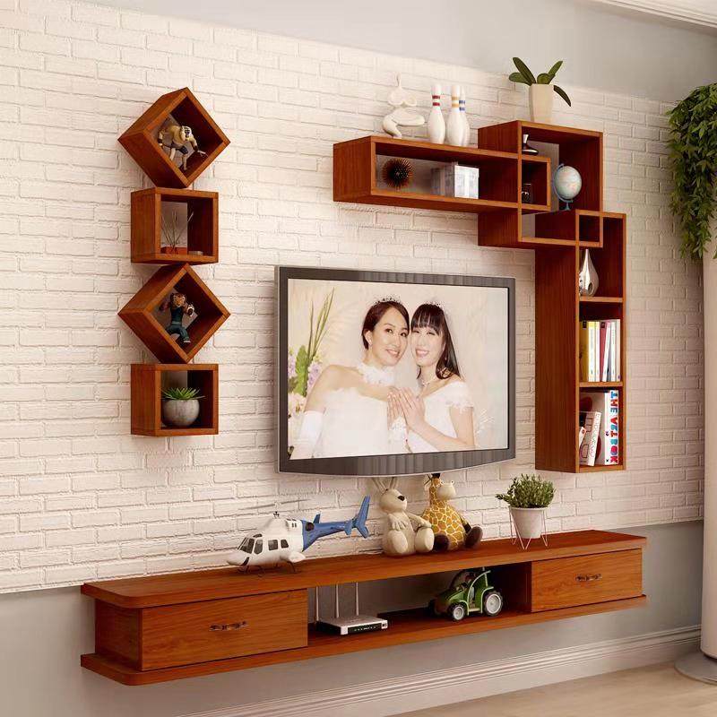 实木墙上置物架壁挂电视柜组合创意格子省空间卧室墙壁隔板免打孔|ruв категории жилой мебели, рама тип, полка/стойка - от Buy2taobao.com для оказания профессиональной услуги покупки агента Taobao