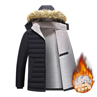 中年外套休闲新 排骨棉衣男连帽棉服大码 2599棉衣加绒加厚男士 冬季