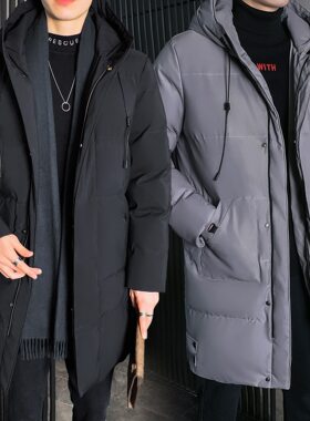 26款冬 跨境大码M-8XL 中长款棉衣男大码韩版修身连帽棉服加厚保