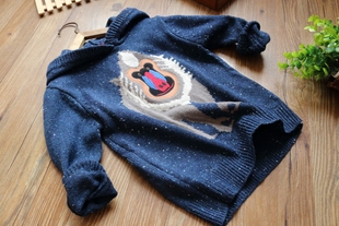 卡通套头上衣春秋装 中大童韩版 外套2018新款 韩男女童毛衣针织帽衫