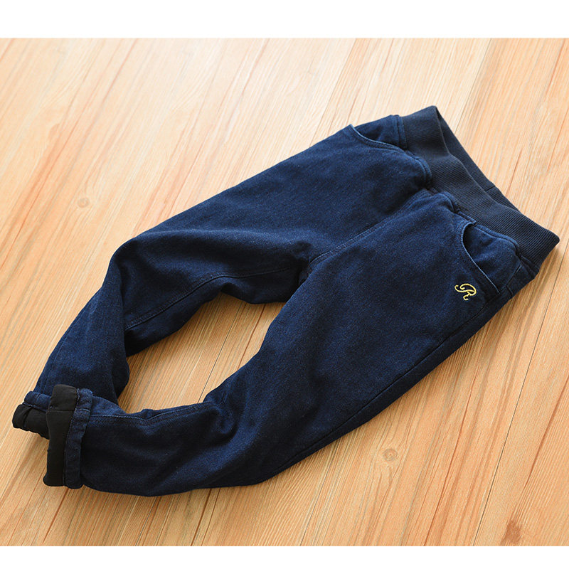 儿童秋冬款童装 女童仿牛仔弹力丝棉休闲长裤 中大童保暖棉裤长裤