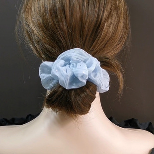夏日清凉 头绳发绳发饰 韩国进口淡蓝色超仙蓬松大肠发圈2025新款