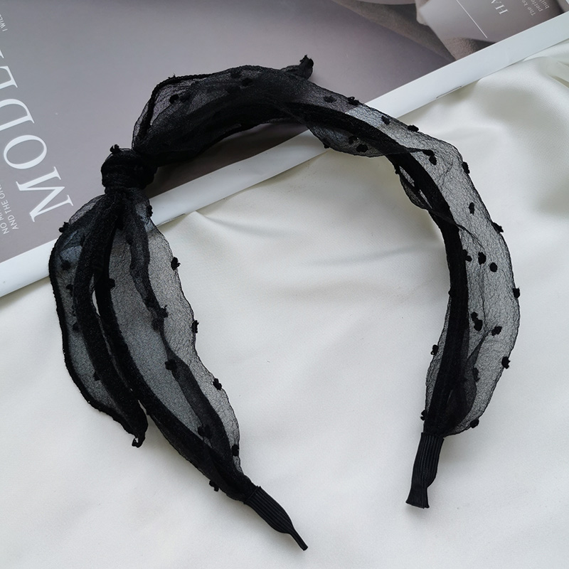 黑色欧根纱蝴蝶结发箍