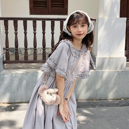 甜美棉麻高腰显瘦娃娃公主裙长裙