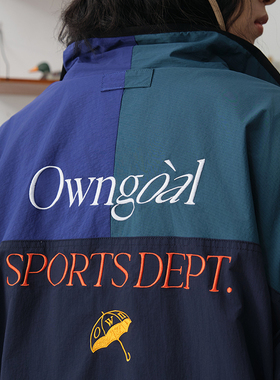 Battles 拼色双面穿夹克摇粒绒烧花运动服秋冬外套风衣美式宽松