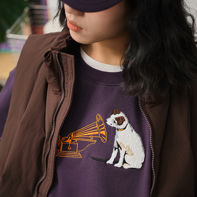 Battles小狗音乐伴侣刺绣卫衣