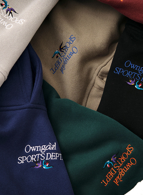 Battles 乌龙球刺绣抓绒连帽卫衣基础百搭美式多色休闲帽衫