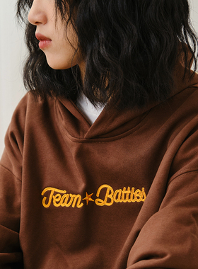 Battles 秋冬基础logo锁链刺绣重磅毛圈连帽卫衣多色宽松帽衫