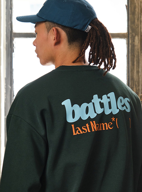 Battles 基础刺绣印花300g复合牛奶丝圆领卫衣宽松休闲外套