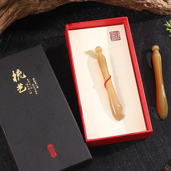 正品纯牛角眼部美容拔筋棒多工能眼霜面霜勺去眼纹提拉美容院同款