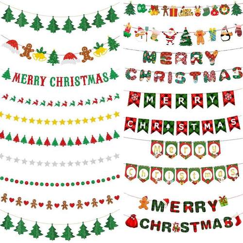 圣诞装饰字母拉旗彩旗橱窗布置