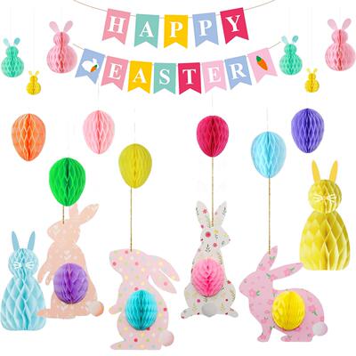 复活节彩蛋纸蜂窝兔子挂饰蜂窝
