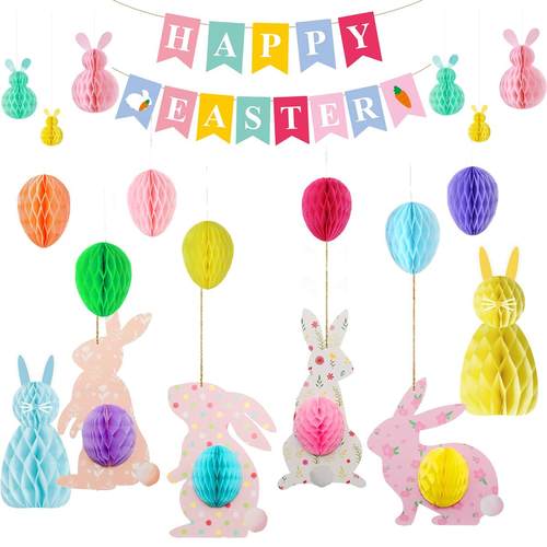 复活节彩蛋纸蜂窝兔子挂饰蜂窝