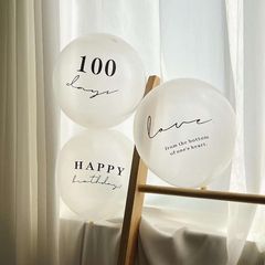 12寸透明印字happy birthday百天月龄气球100days拍照道具ins简约