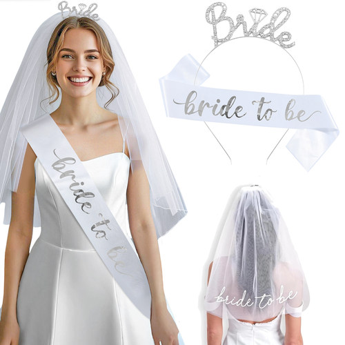 单身派对准新娘皇冠肩带头纱道具