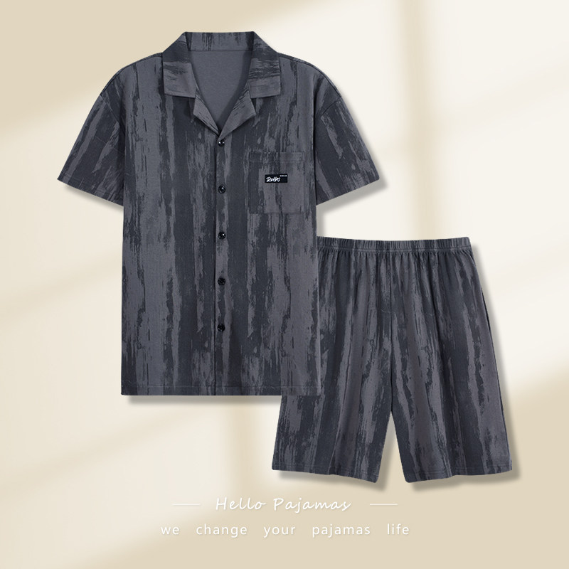 男士睡衣夏季纯棉休闲短袖短裤2026新款夏天薄款高级感家居服套装