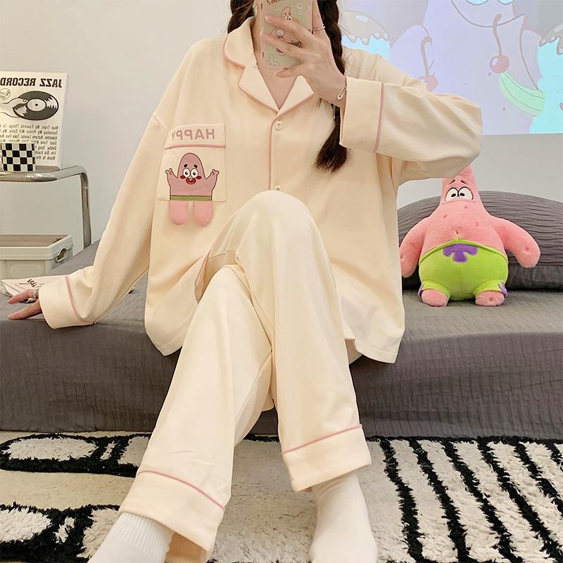 睡衣女款春秋季2024新款纯棉长袖开衫秋冬女士休闲大码家居服套装