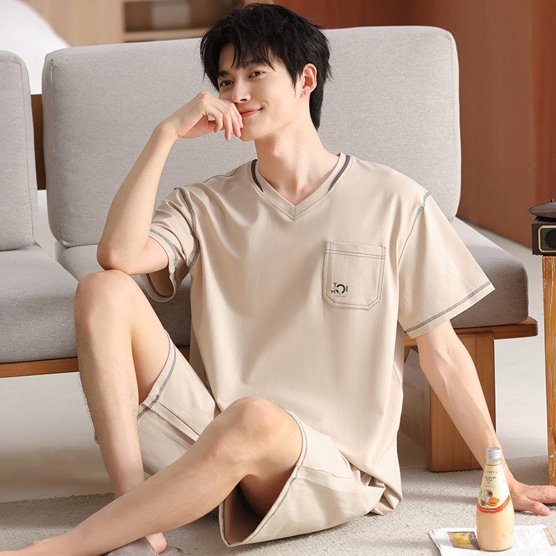莫代尔棉睡衣男士夏季短袖男款短裤夏天薄款凉感家居服休闲风宽松