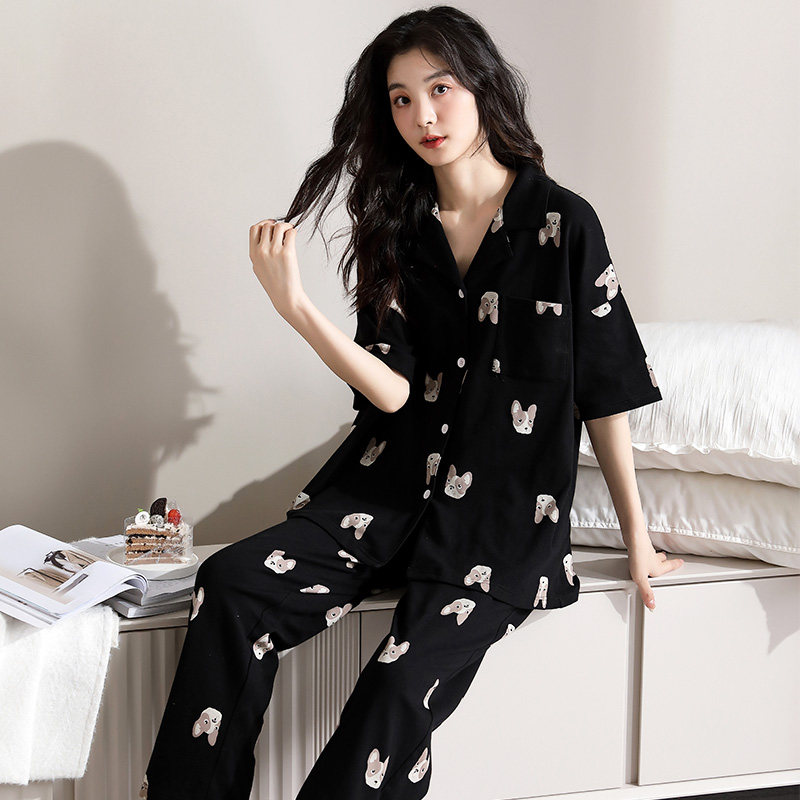 纯棉睡衣女夏季薄款休闲短袖长裤夏天高级感家居服女款可外穿套装