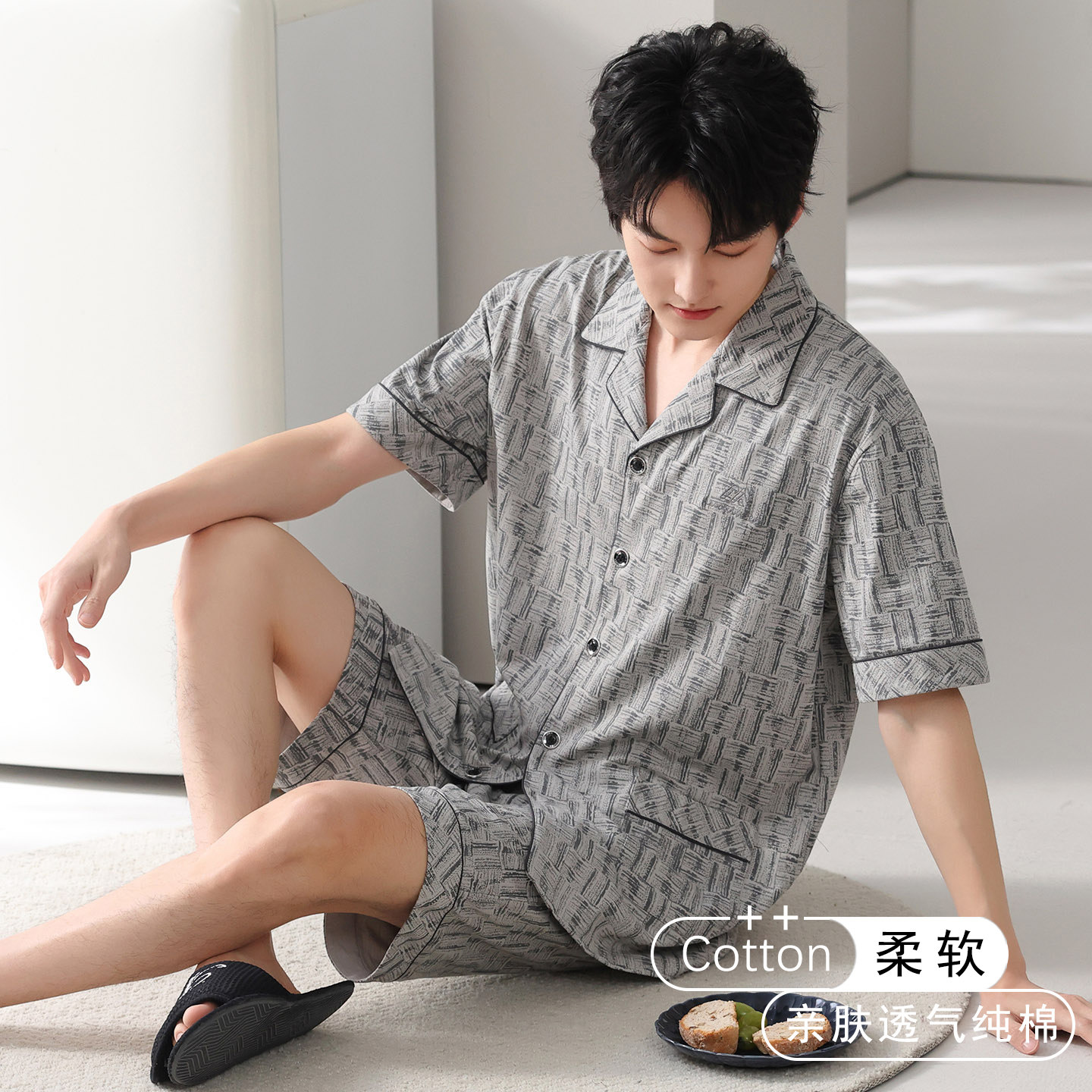 男士睡衣夏季纯棉男款夏款短袖套装薄款夏天棉拉架家居服2026新款