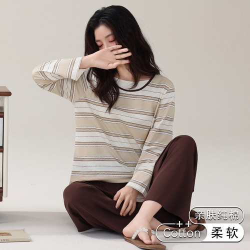 松弛感纯棉女可外穿睡衣套装