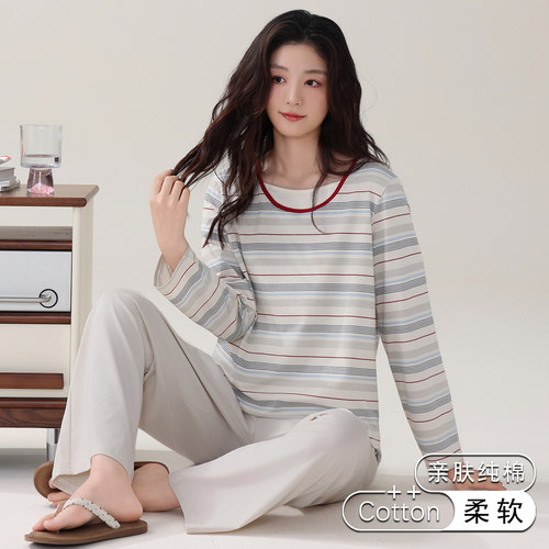 100%纯棉女士可外穿睡衣套装